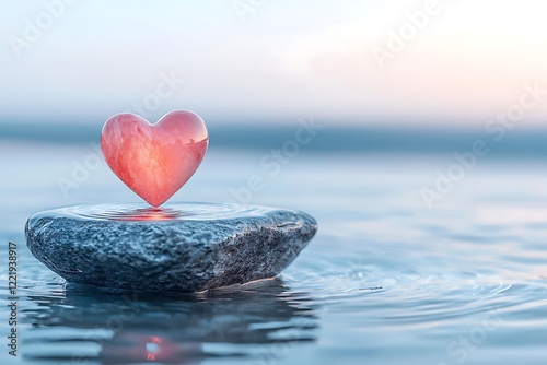 Emotional love symbol on calm water a tranquil nature setting for peaceful reflection photo