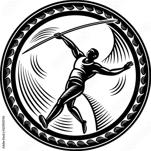 Javelin Power, Perfect Throw, Javelin Athlete, Silhouette Precision, Skyward Spear, Throwing Legends, Javelin Mastery, Silhouette Art, Javelin Dreams, Track and Field Star, Elegant Throw, Spear in Fli