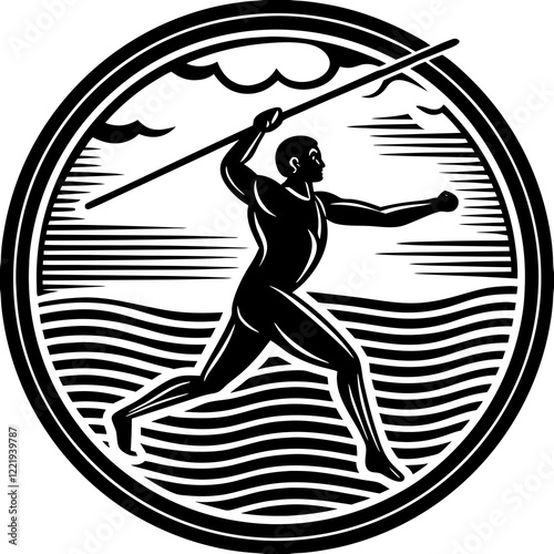 Javelin Power, Perfect Throw, Javelin Athlete, Silhouette Precision, Skyward Spear, Throwing Legends, Javelin Mastery, Silhouette Art, Javelin Dreams, Track and Field Star, Elegant Throw, Spear in Fli