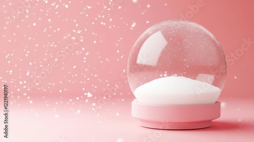 minimalist snow globe design simple white geometric shape on millennial pink background clean composition photo