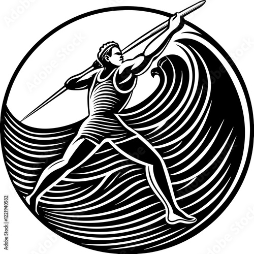 Javelin Power, Perfect Throw, Javelin Athlete, Silhouette Precision, Skyward Spear, Throwing Legends, Javelin Mastery, Silhouette Art, Javelin Dreams, Track and Field Star, Elegant Throw, Spear in Fli