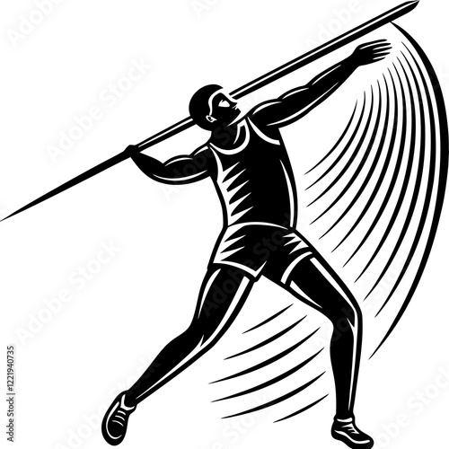 Javelin Power, Perfect Throw, Javelin Athlete, Silhouette Precision, Skyward Spear, Throwing Legends, Javelin Mastery, Silhouette Art, Javelin Dreams, Track and Field Star, Elegant Throw, Spear in Fli