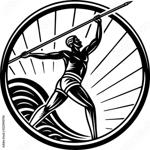 Javelin Power, Perfect Throw, Javelin Athlete, Silhouette Precision, Skyward Spear, Throwing Legends, Javelin Mastery, Silhouette Art, Javelin Dreams, Track and Field Star, Elegant Throw, Spear in Fli