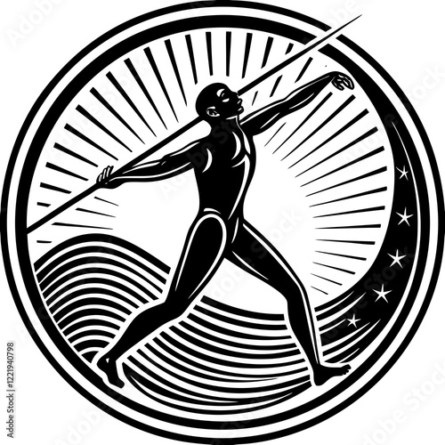 Javelin Power, Perfect Throw, Javelin Athlete, Silhouette Precision, Skyward Spear, Throwing Legends, Javelin Mastery, Silhouette Art, Javelin Dreams, Track and Field Star, Elegant Throw, Spear in Fli