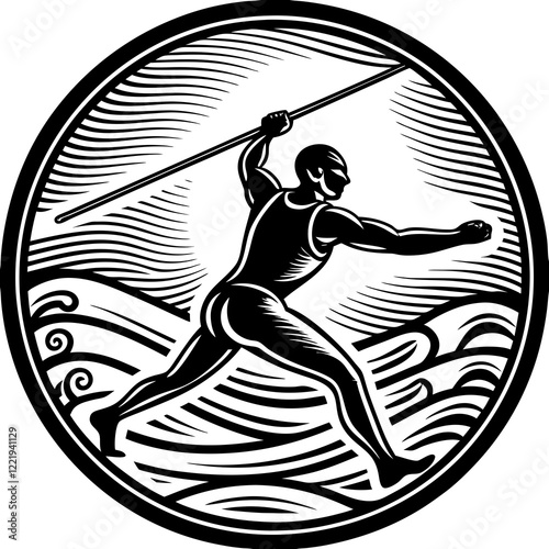 Javelin Power, Perfect Throw, Javelin Athlete, Silhouette Precision, Skyward Spear, Throwing Legends, Javelin Mastery, Silhouette Art, Javelin Dreams, Track and Field Star, Elegant Throw, Spear in Fli
