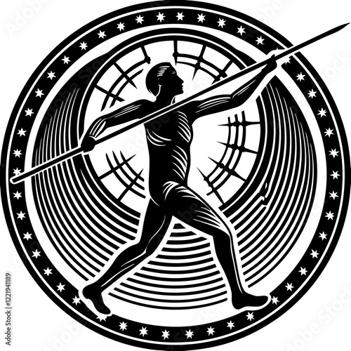 Javelin Power, Perfect Throw, Javelin Athlete, Silhouette Precision, Skyward Spear, Throwing Legends, Javelin Mastery, Silhouette Art, Javelin Dreams, Track and Field Star, Elegant Throw, Spear in Fli