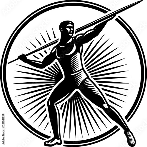 Javelin Power, Perfect Throw, Javelin Athlete, Silhouette Precision, Skyward Spear, Throwing Legends, Javelin Mastery, Silhouette Art, Javelin Dreams, Track and Field Star, Elegant Throw, Spear in Fli