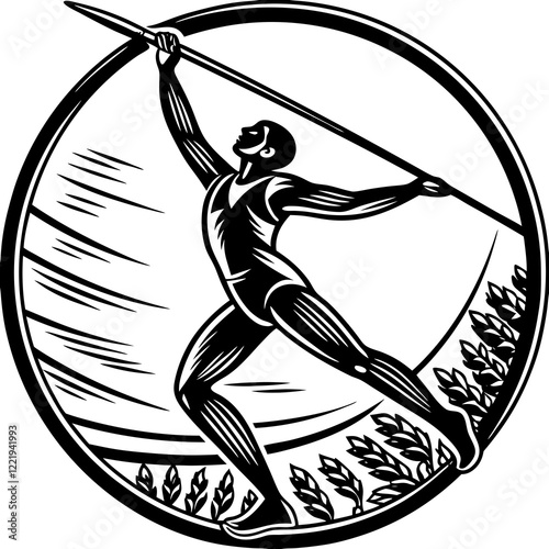 Javelin Power, Perfect Throw, Javelin Athlete, Silhouette Precision, Skyward Spear, Throwing Legends, Javelin Mastery, Silhouette Art, Javelin Dreams, Track and Field Star, Elegant Throw, Spear in Fli