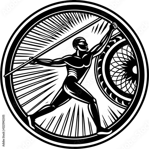 Javelin Power, Perfect Throw, Javelin Athlete, Silhouette Precision, Skyward Spear, Throwing Legends, Javelin Mastery, Silhouette Art, Javelin Dreams, Track and Field Star, Elegant Throw, Spear in Fli