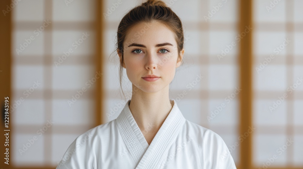 Serene Young Woman In Traditional Martial Arts Gi Serene Young Woman In Traditional Martial Arts Gi