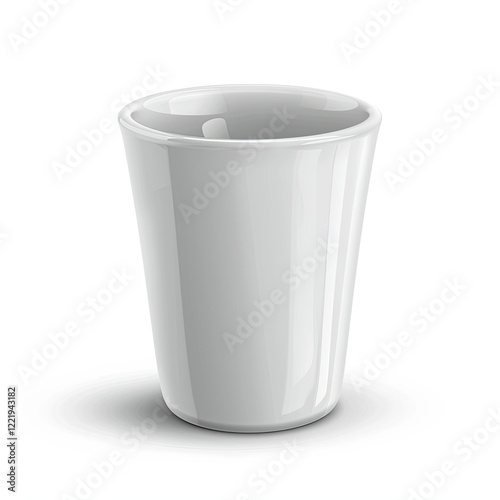 A simple, white ceramic cup designed for holding beverages. isolated on white background