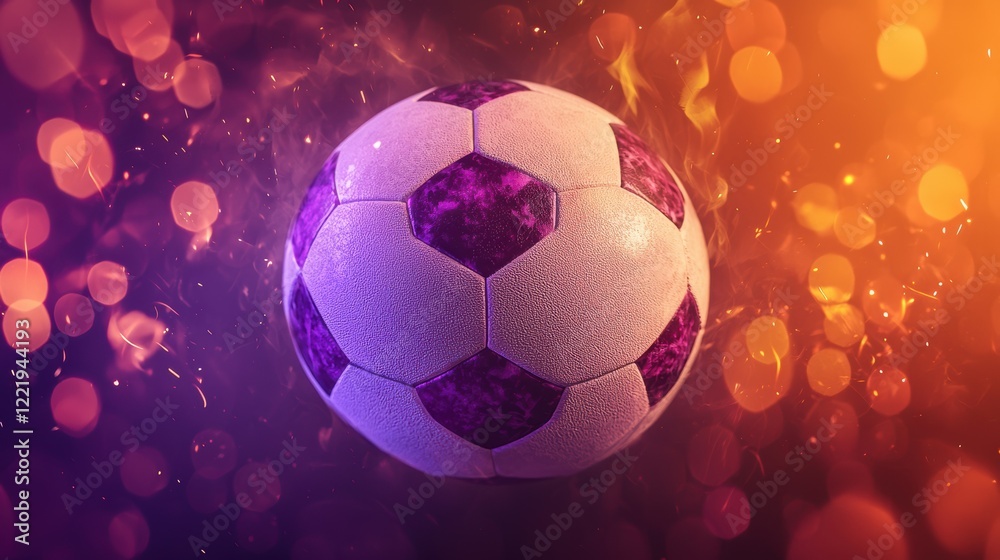 Naklejka premium Sparkling Soccer Ball In Fiery Abstract Background