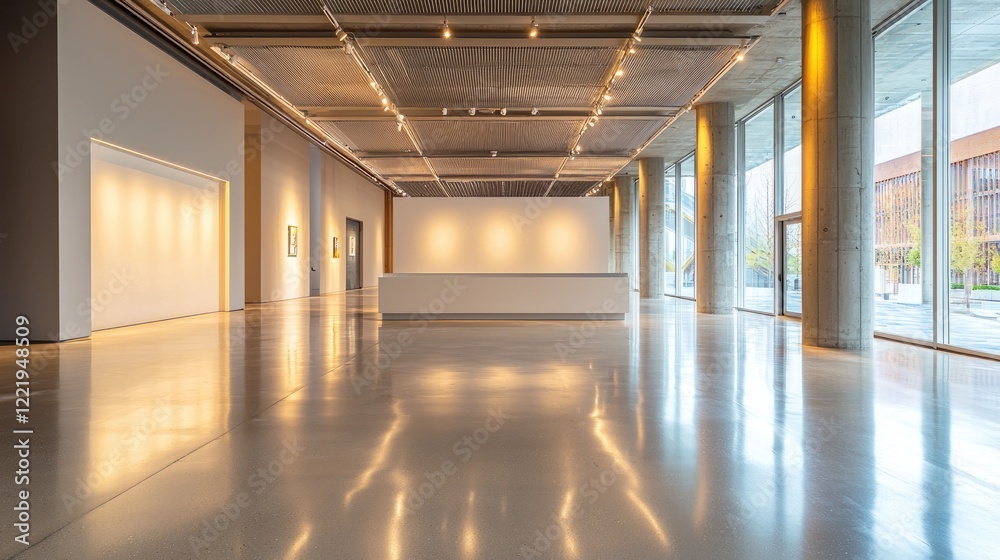 a contemporary art gallery with clean, open spaces and innovative lighting design. a contemporary art gallery with clean, open spaces and innovative lighting design.