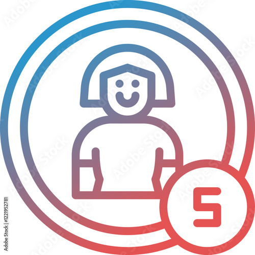 women counting gradient line icon