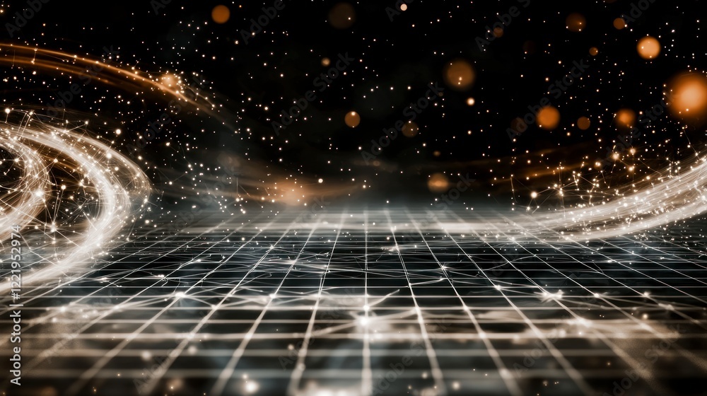 Abstract Network Grid Digital Data Flow Illuminated Particles Futuristic Technology Bac Abstract Network Grid Digital Data Flow Illuminated Particles Futuristic Technology Bac