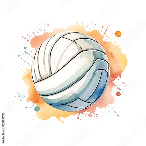 Watercolor Volleyball Image for Sports Designs
