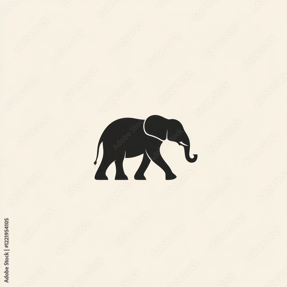 Obraz premium Silhouette of an African Elephant Walking Sideways