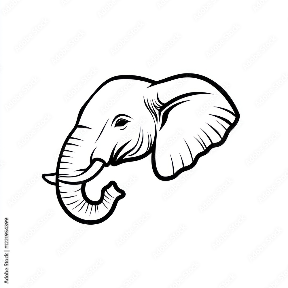 Elegant Line Art Depiction Of An Elephant Head Elegant Line Art Depiction Of An Elephant Head