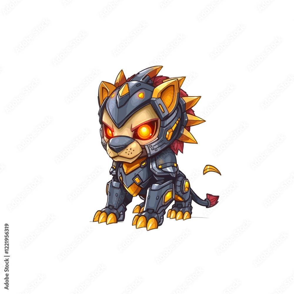 Fototapeta premium The Glowing Sentinel: A Lion-Like Robotic Protector