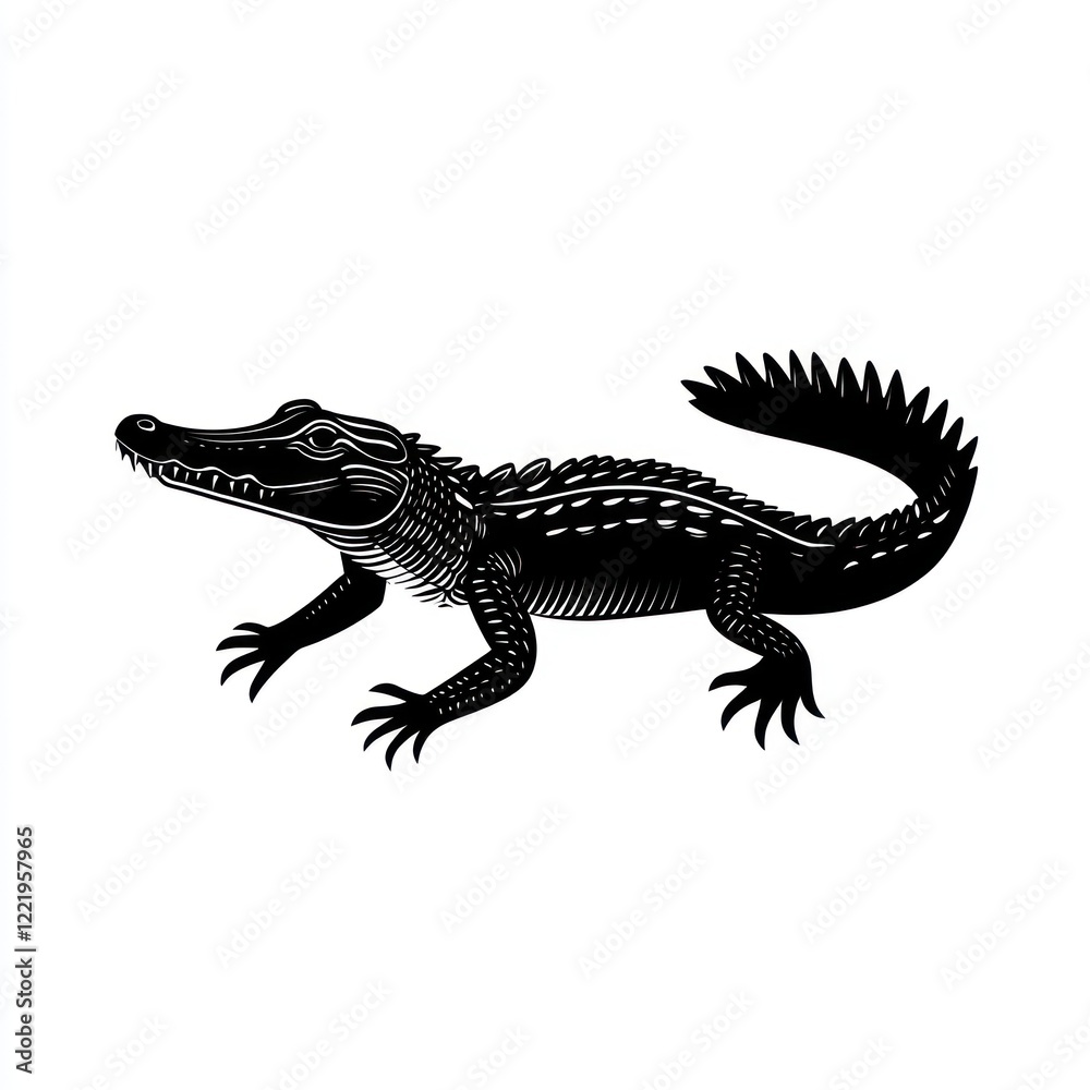 Fototapeta premium Black and white illustration of a crocodile