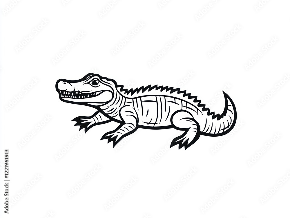 Obraz premium A stylized black and white alligator illustration
