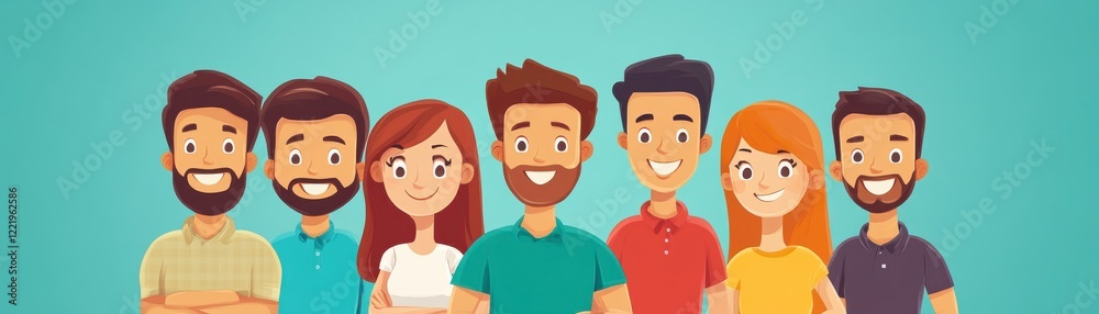 A colorful illustration of a diverse group of seven cartoon characters, showcasing different hairstyles and expressions against a light blue background. A colorful illustration of a diverse group of seven cartoon characters, showcasing different hairstyles and expressions against a light blue background.