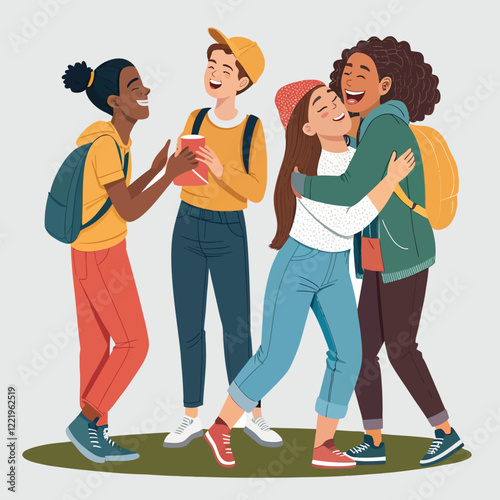 group of young people sharing charming moments