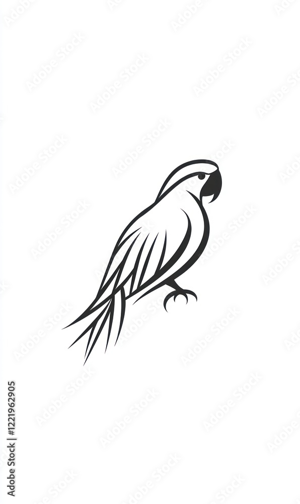 Fototapeta premium Stylized Parrot Bird Line Art Design