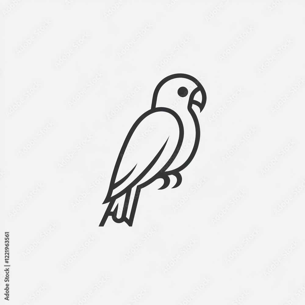 Fototapeta premium A Simple Line Drawing of a Parrot Bird