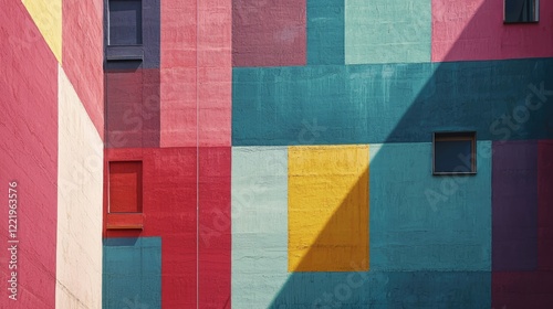 an image featuring blocks of color applied to a buildingâ€™s surface, emphasizing modern design principles.