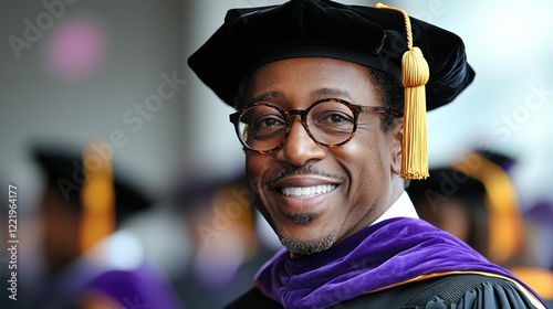 A Portrait of a Smiling Graduate in Academic Regalia