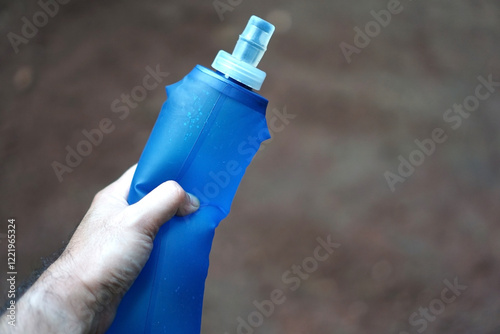 Soft flasks are often used by runners for rehydration.                        