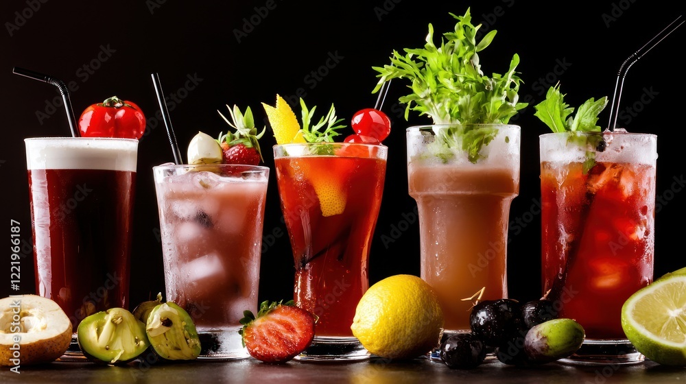 Refreshing Mixed Cocktails with Fruits Refreshing Mixed Cocktails with Fruits