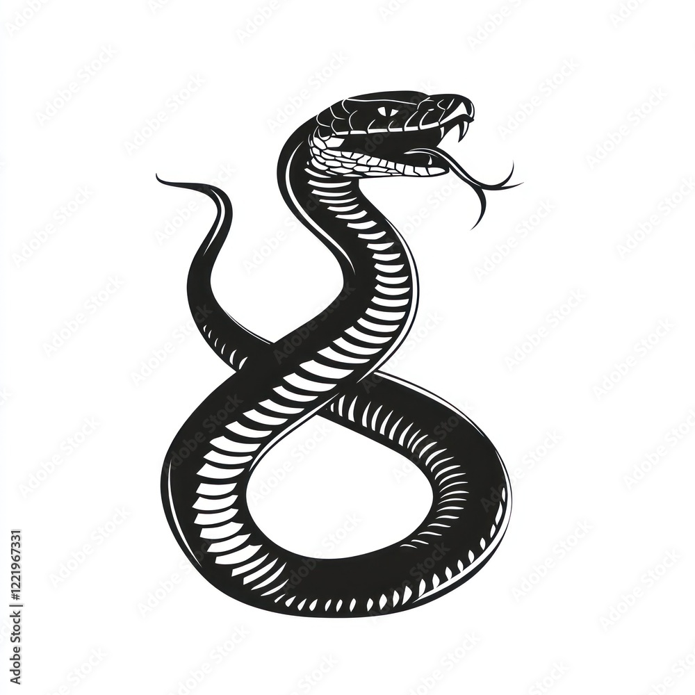 Fototapeta premium Black Cobra Snake Design Artistic Illustration