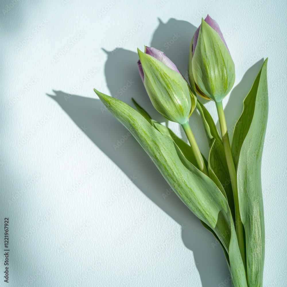 Fototapeta premium Pastel Purple Tulips Spring Flowers Minimalist Photography