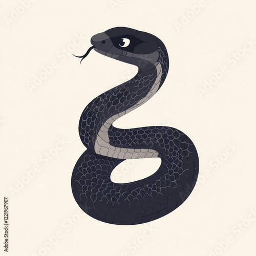 Wallpaper Mural A Dark Coiled Snake Illustration With Scales Torontodigital.ca