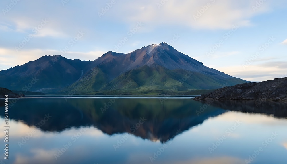 Majestic Mountain Lake Peaceful Landscape Serene Reflection Blue Sky Majestic Mountain Lake Peaceful Landscape Serene Reflection Blue Sky