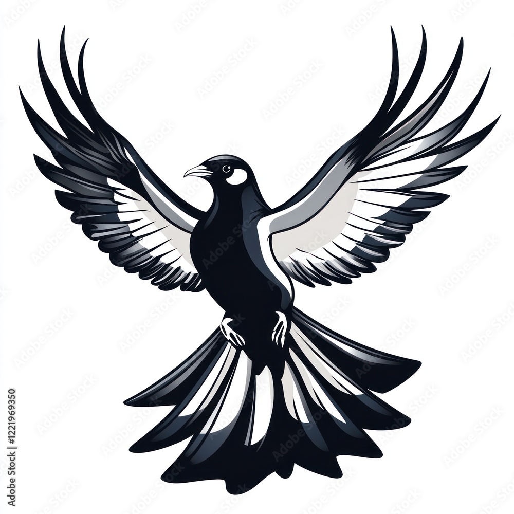 Obraz premium Majestic Black And White Bird Soaring In Flight