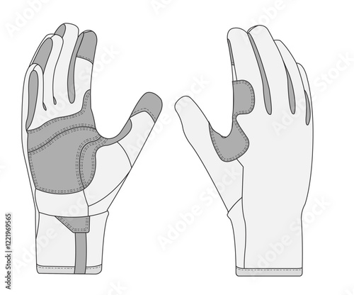 Winter Glove flat sketch vector illustration technical cad drawing sport accessory template	