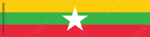 Myanmar flag long banner digital vector illustration