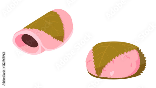 桜餅のイラストのセット