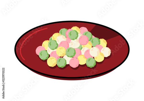 皿に盛ったひなあられのイラスト