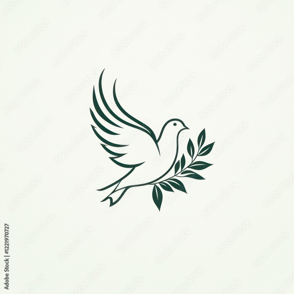 Elegant Dove Design With Olive Branch Symbol Elegant Dove Design With Olive Branch Symbol