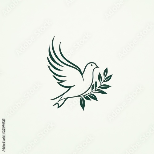 Elegant Dove Design With Olive Branch Symbol