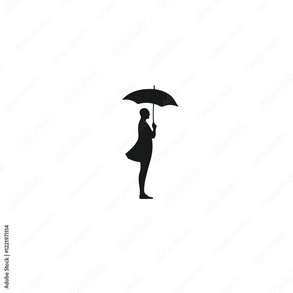 Silhouette of a person with an umbrella, ideal for weather-related or outdoor promotions vector , eps Silhouette of a person with an umbrella, ideal for weather-related or outdoor promotions vector , eps
