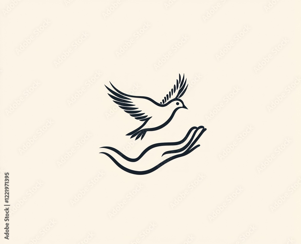 Obraz premium A stylized bird taking flight from open hands