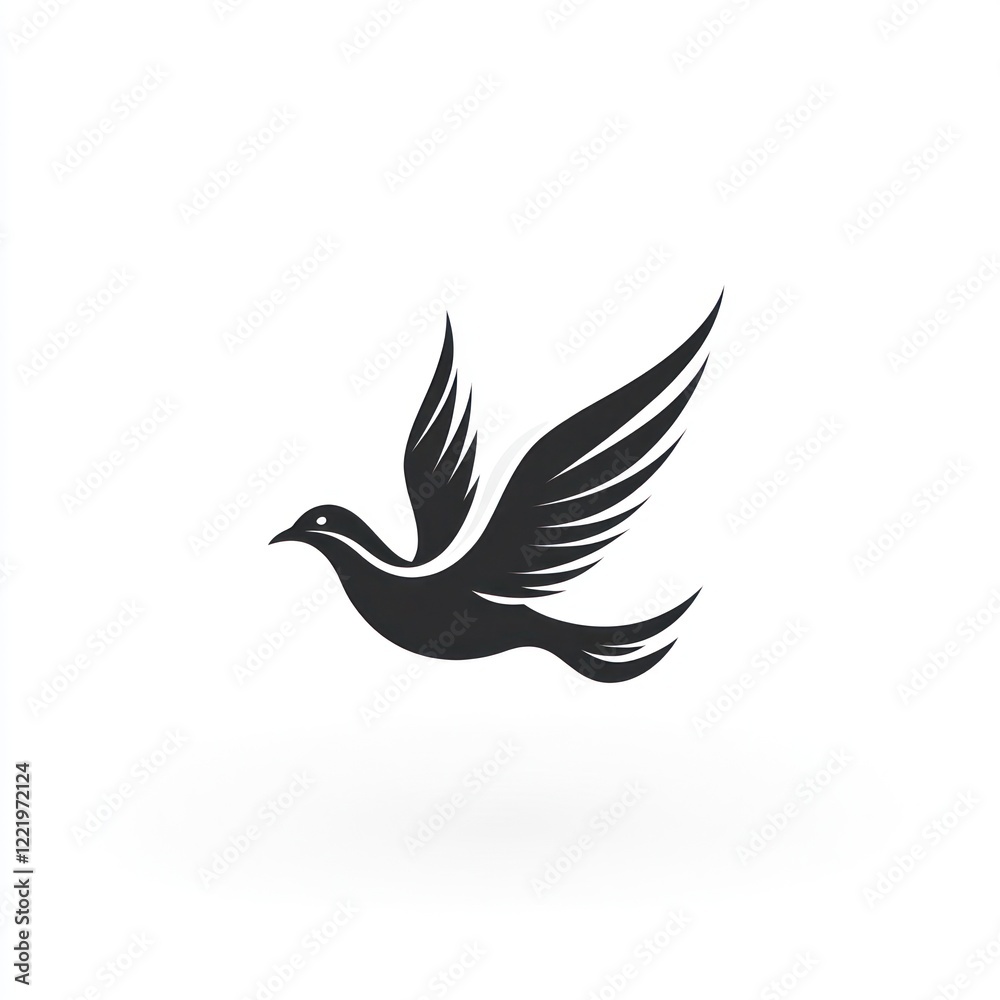 Obraz premium Elegant Black Bird In Flight Graceful Wings Soaring