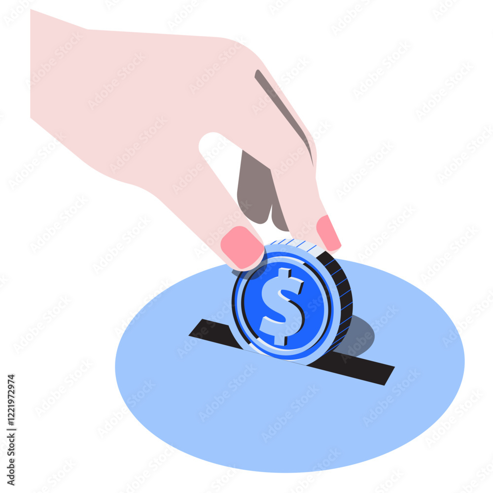 Donating money to a cause with coin box Donating money to a cause with coin box