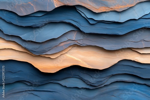 Wallpaper Mural Abstract background texture banner of wavy layers coastal landscape digital art design Torontodigital.ca
