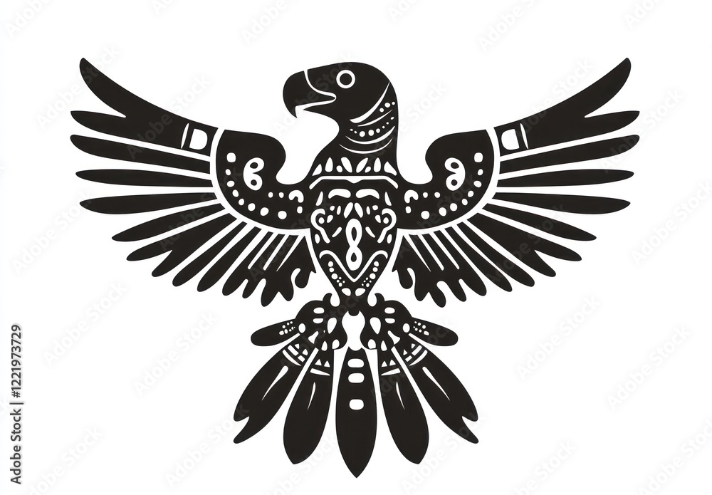 Fototapeta premium Ornate stylized eagle with spread wings design